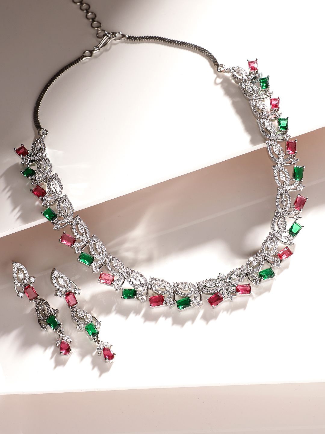 

Priyaasi Silver Plated American Diamond Studded Jewellery Set