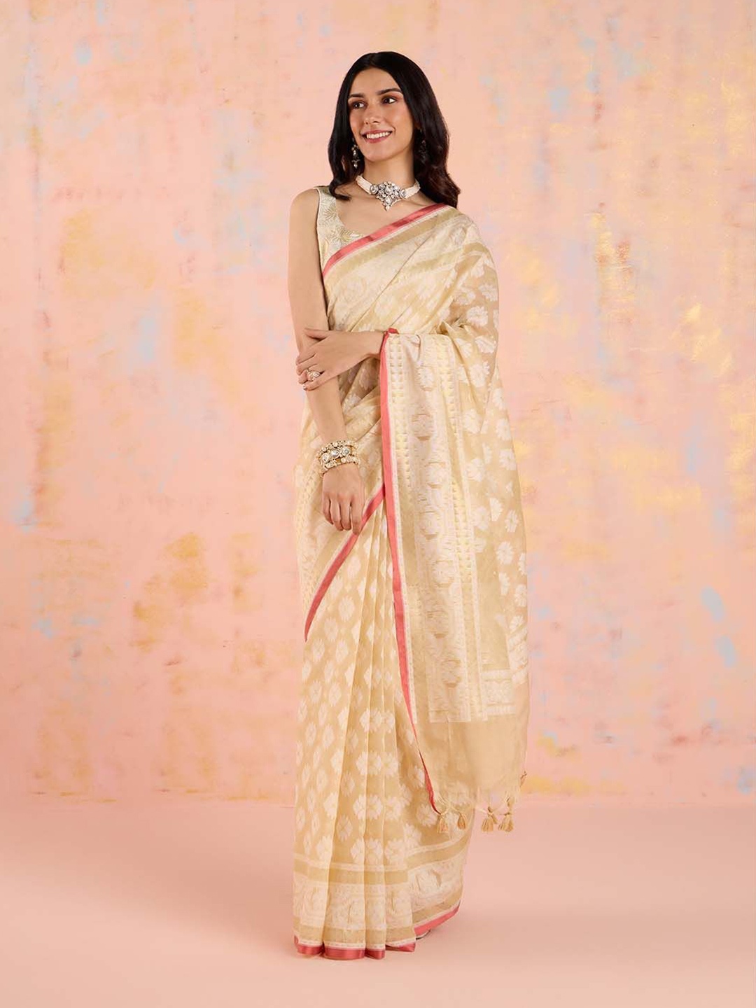 

Likha Woven Design Chanderi Saree, Off white