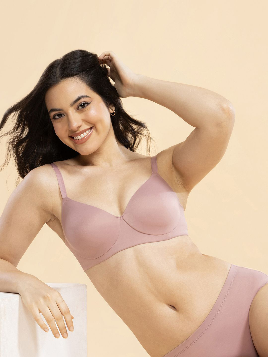 

Enamor Air-Brush Soft Perfect Lift Bra With Versatile U-Shape Back F123, Rose