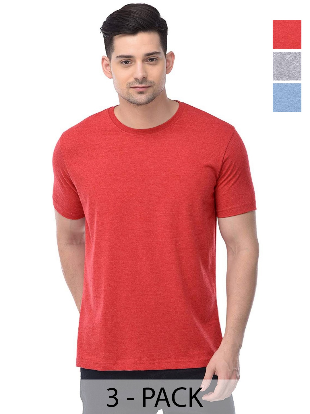 

COLOR CAPITAL Unisex Pack Of 3 Cotton T-Shirts, Red