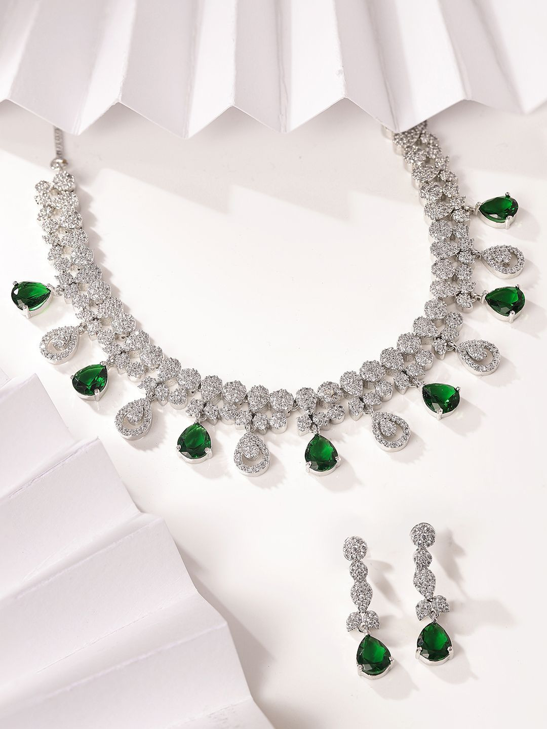 

Priyaasi Silver Plated American Diamond Studded Jewellery Set