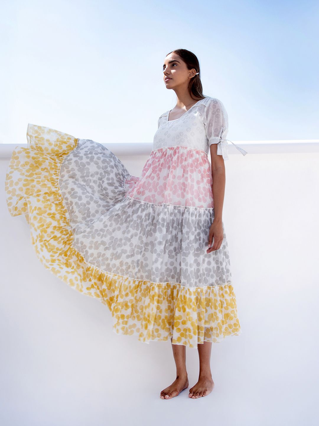 

The Yellow Bow Floral Printed Empire Midi Dress, Pink