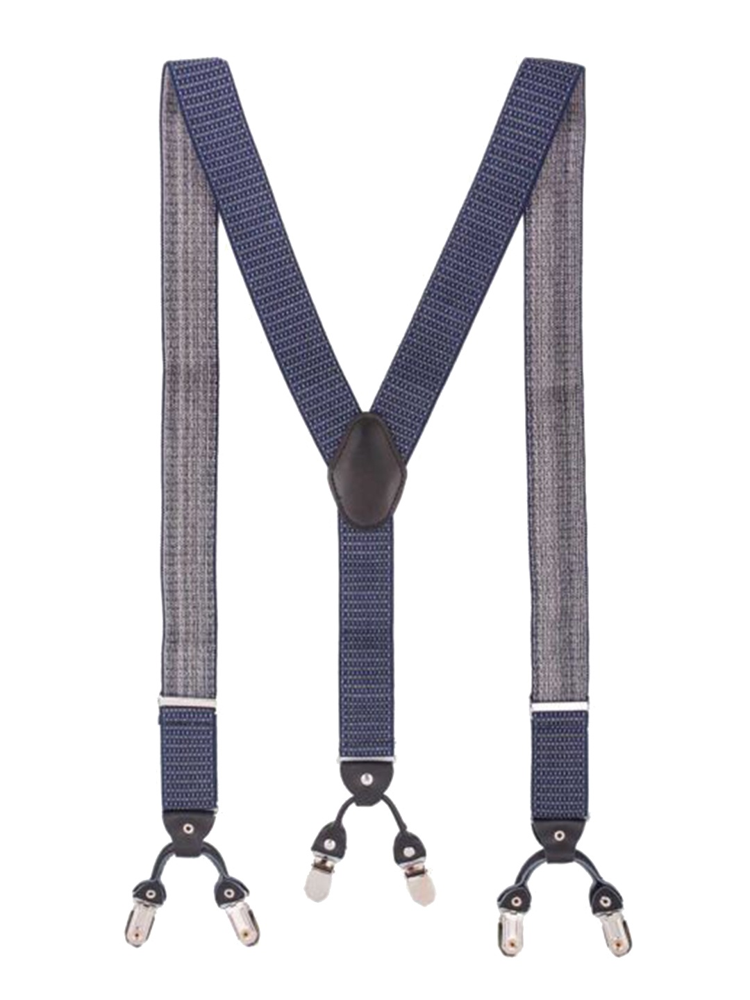 

The Tie Hub Men Textured Y Back Suspenders, Blue