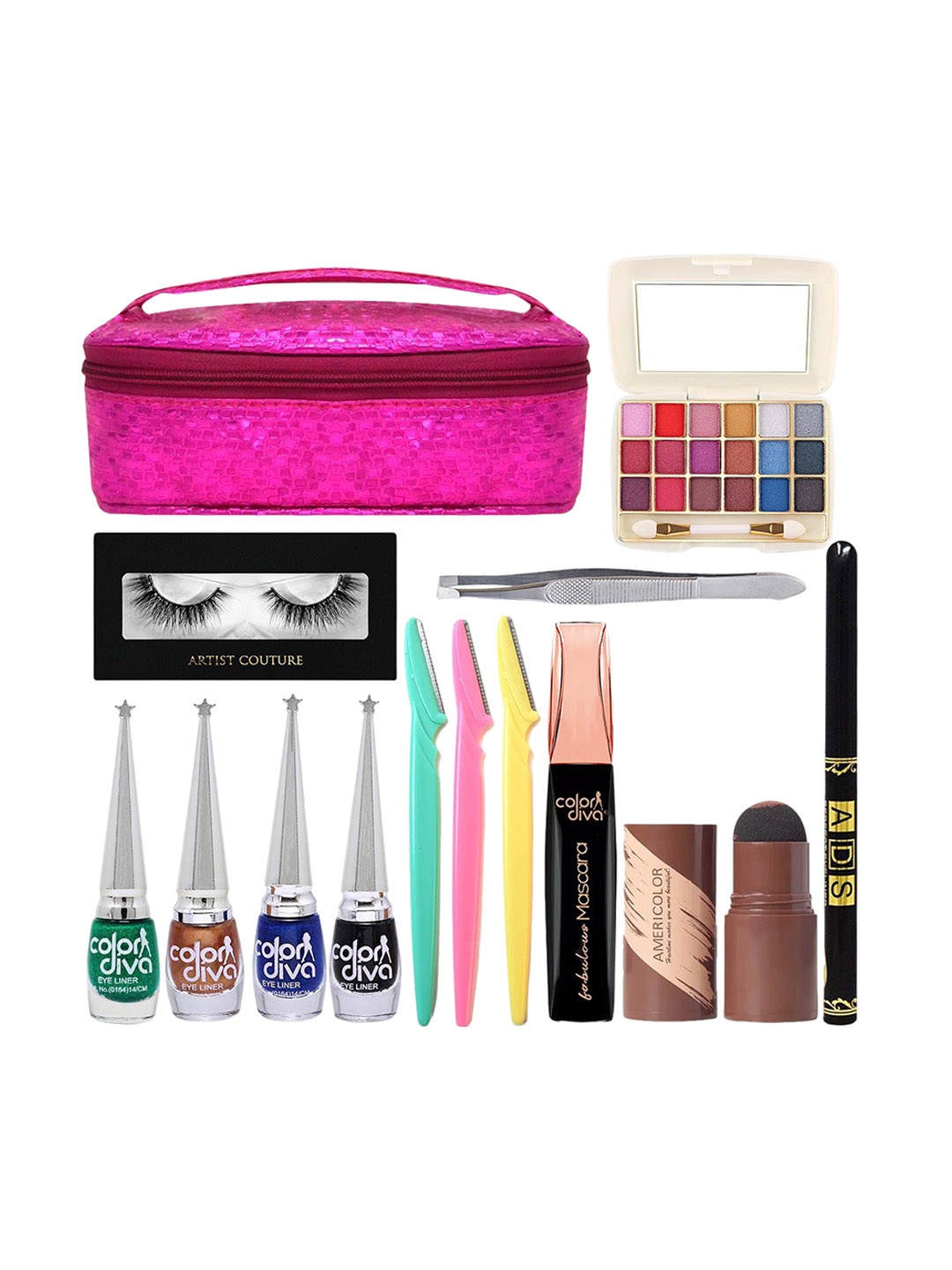 

Adbeni Set Of 8 Golden Hour Full Eye Makeup Bundle With Makeup Pouch, Multi
