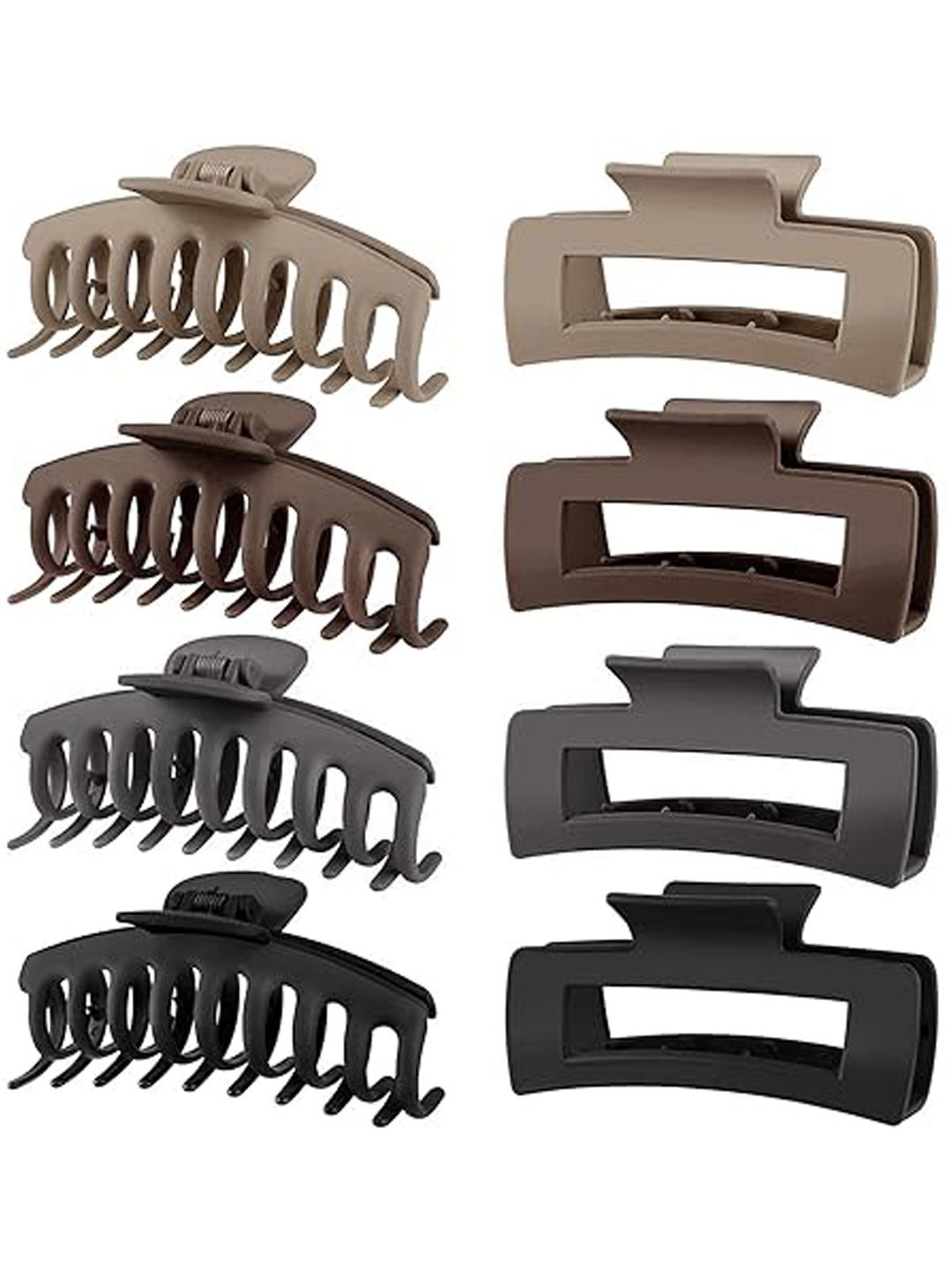

Softwrap Set Of 8 Women Claw Clip, Brown