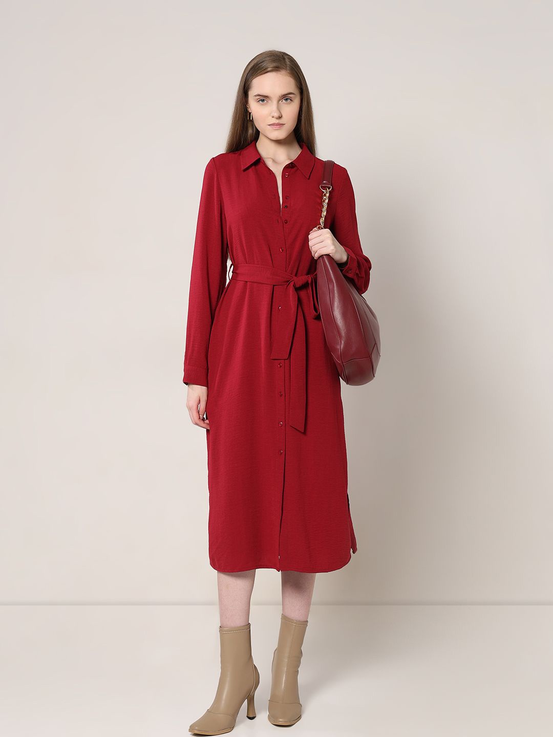 

Vero Moda Shirt Midi Dress, Red