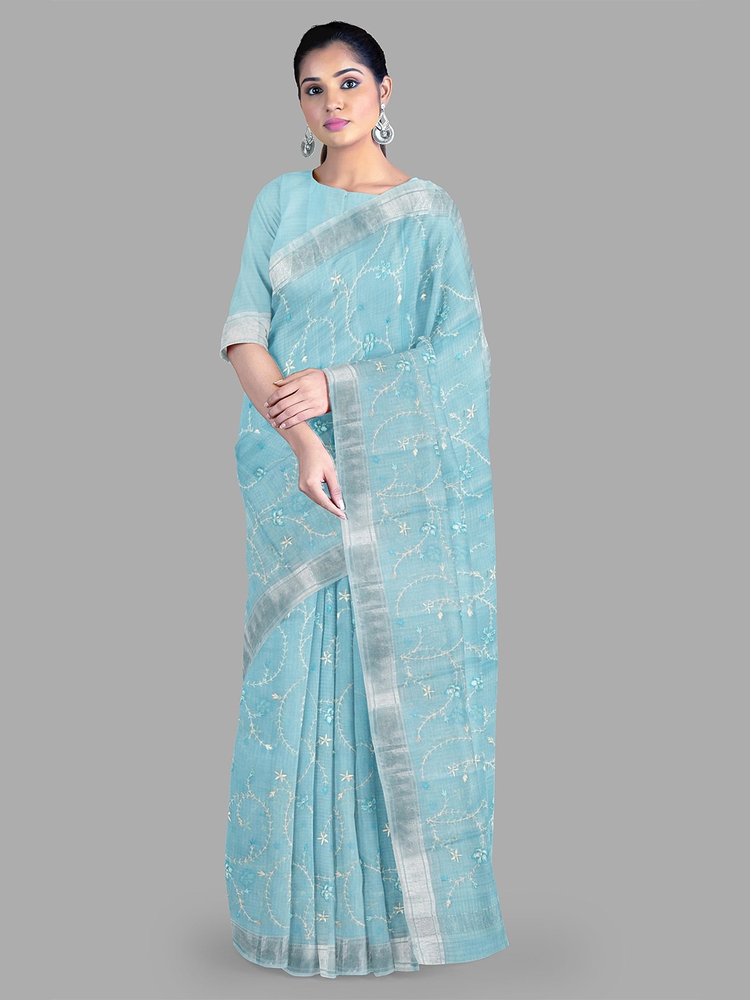 

The Chennai Silks Embroidered Kota Saree, Blue