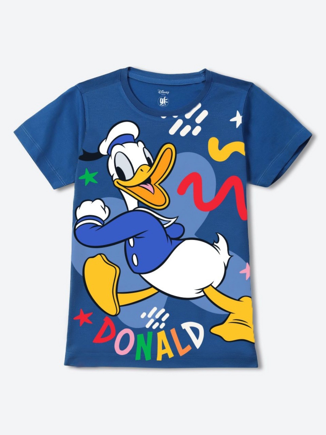 

YK Disney Boys Graphic Printed Round Neck Cotton T-Shirt, Blue