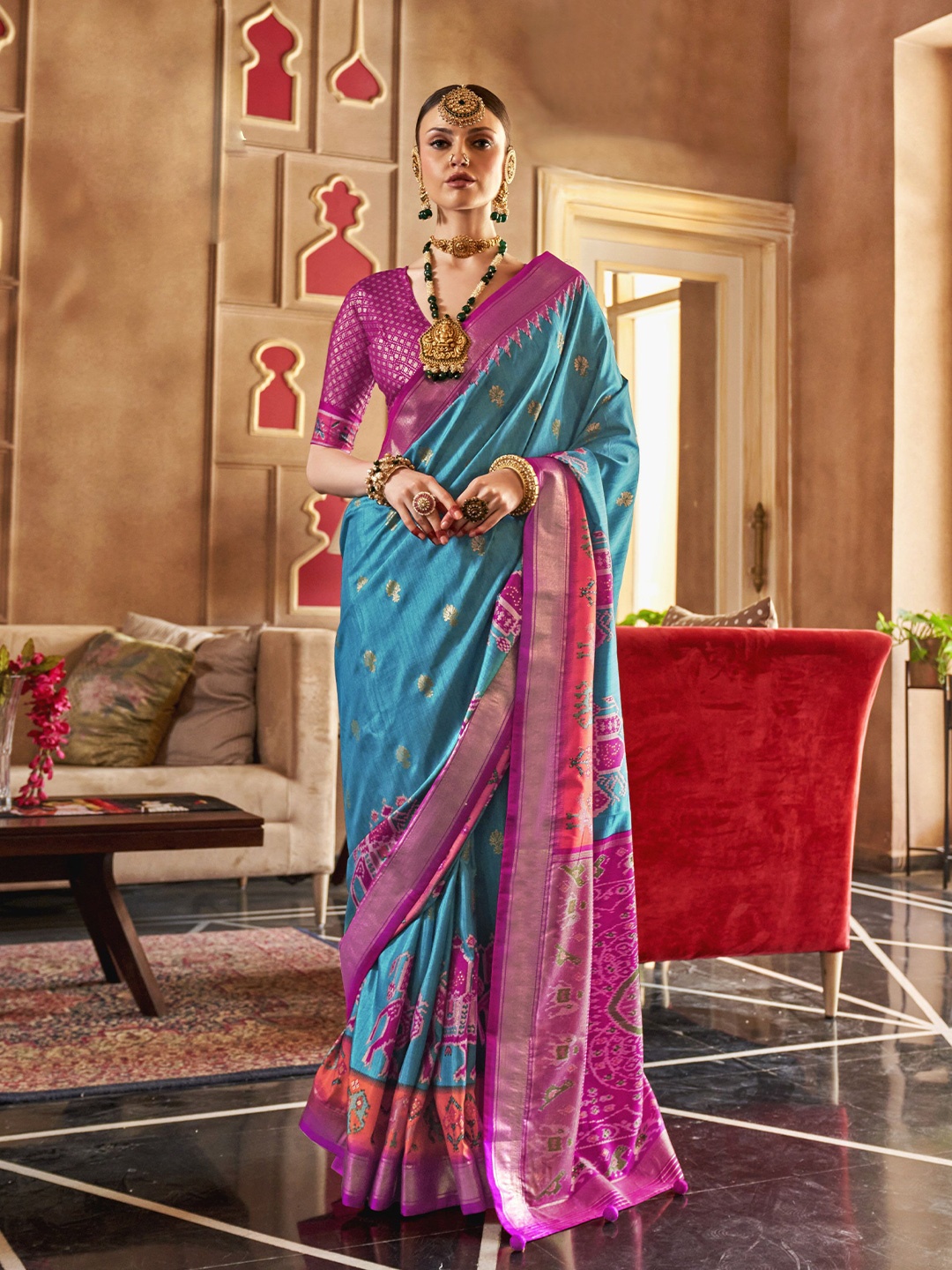 

KIMISHA Woven Design Patola Saree, Blue