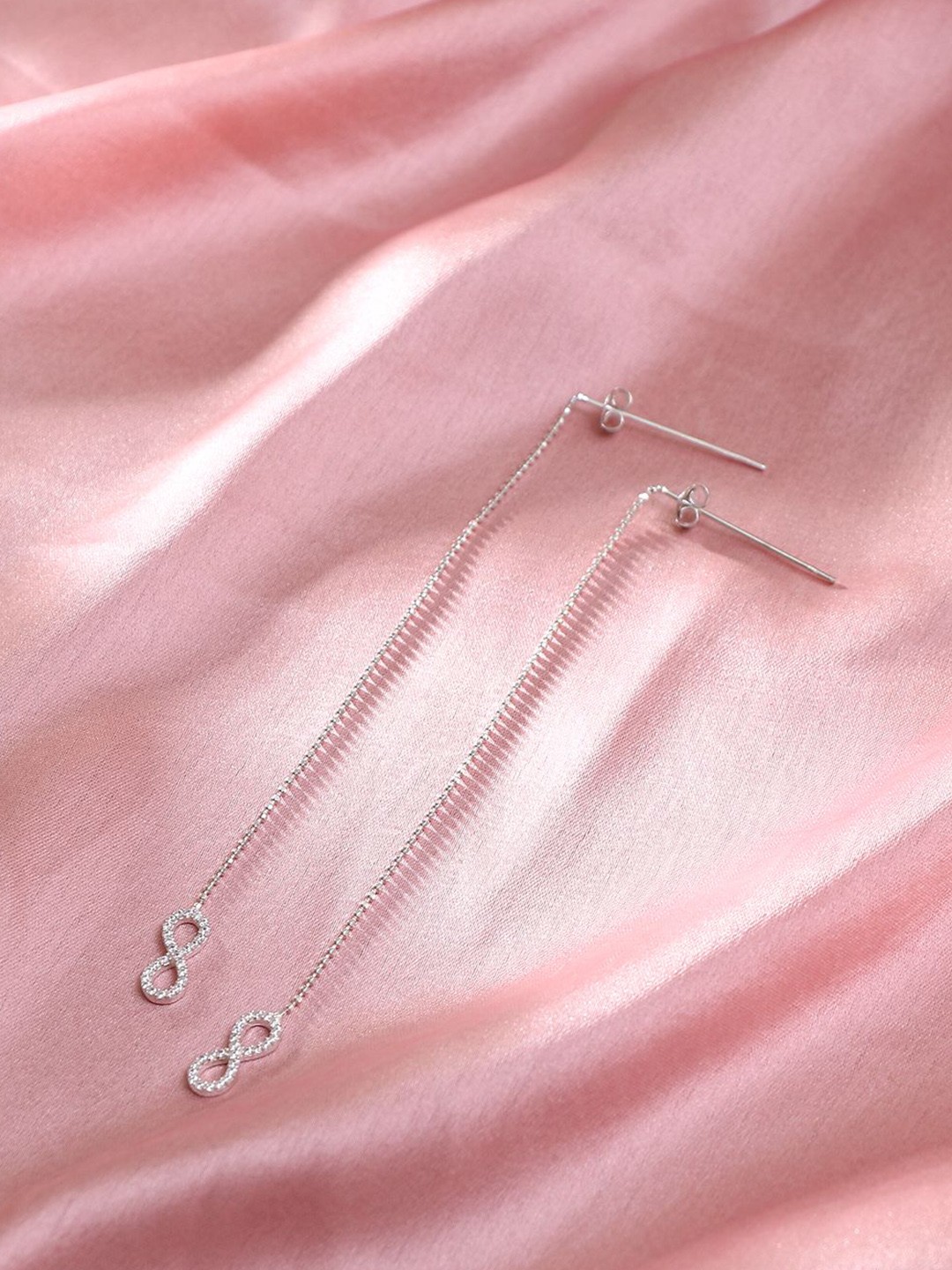

925 By Adwitiya 92.5 Sterling Silver Plated Infinity Wisdom Threader Drop Earrings