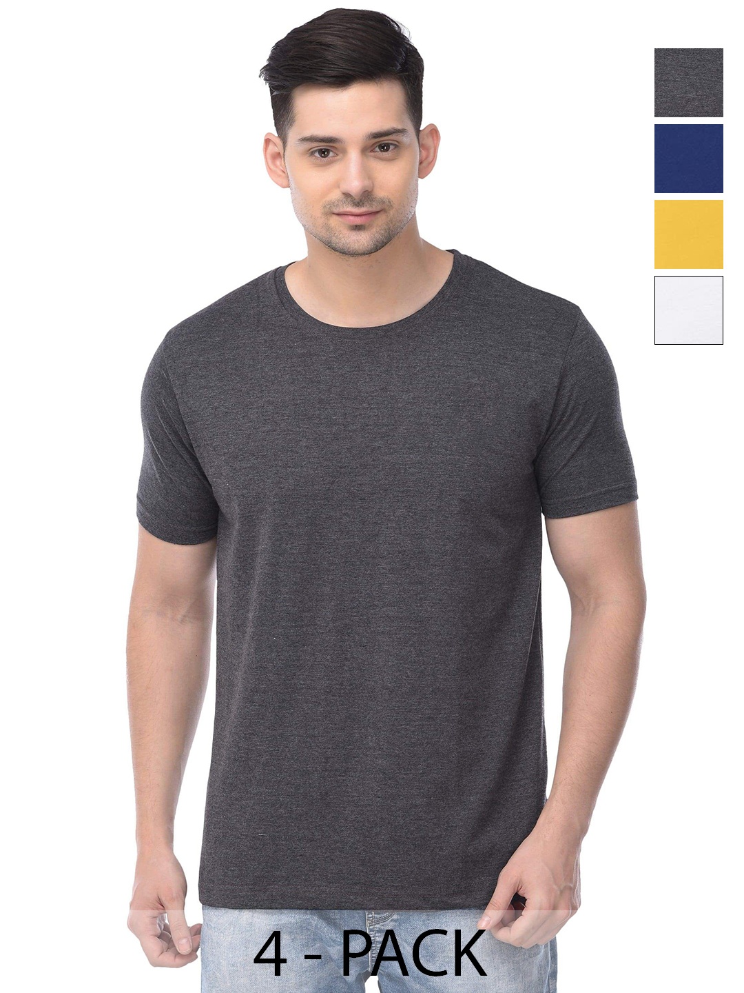

COLOR CAPITAL Unisex Pack Of 4 Cotton T-Shirts, Na