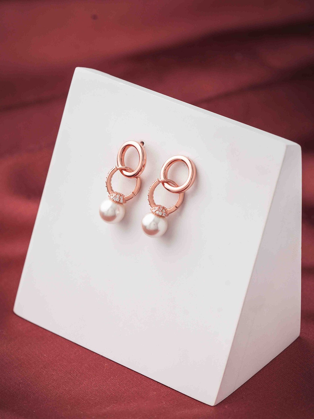 

STERLYN Circular Drop Earrings, Rose gold