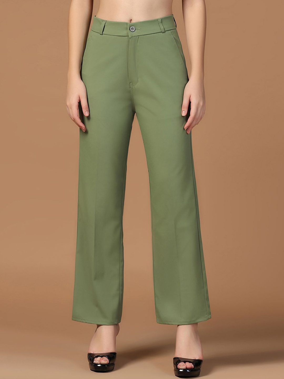 

TAHVO Women Smart High-Rise Trousers, Green