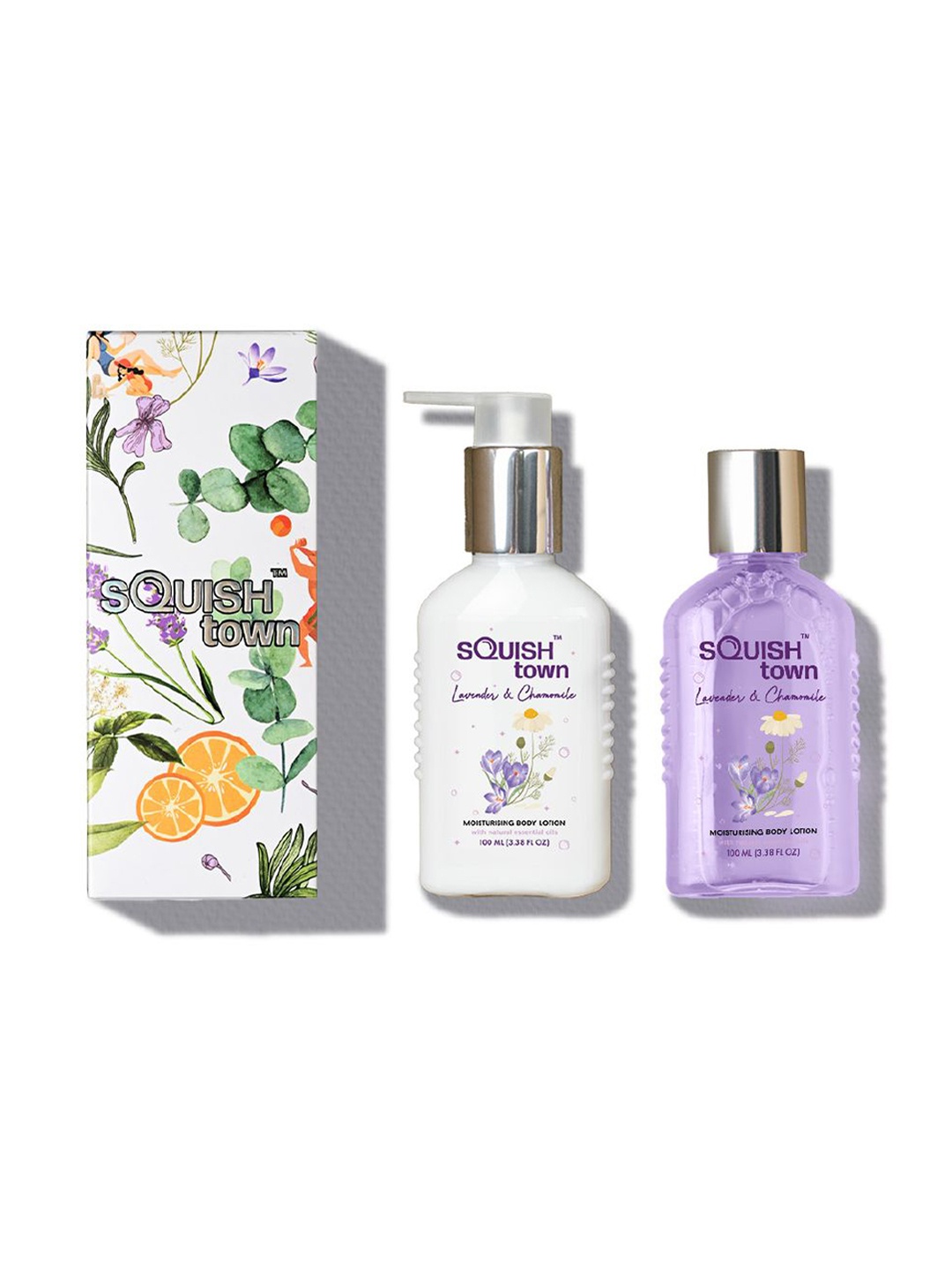 

Squish town Set Of 2 Lavender & Chamomile Mini Shower Gel & Body Lotion Gift Set - 100 ml, Purple