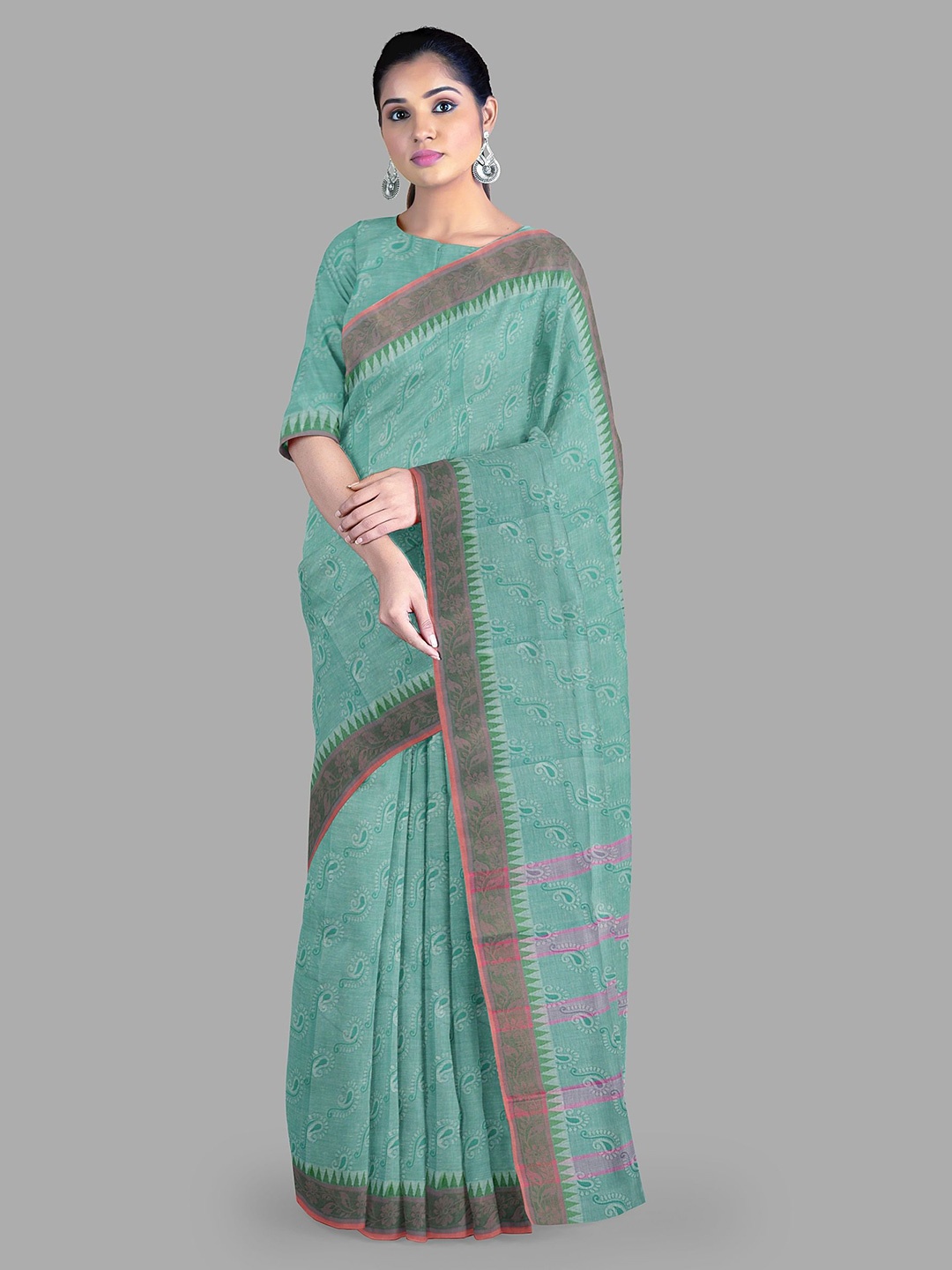 

The Chennai Silks Paisley Gadwal Saree, Green