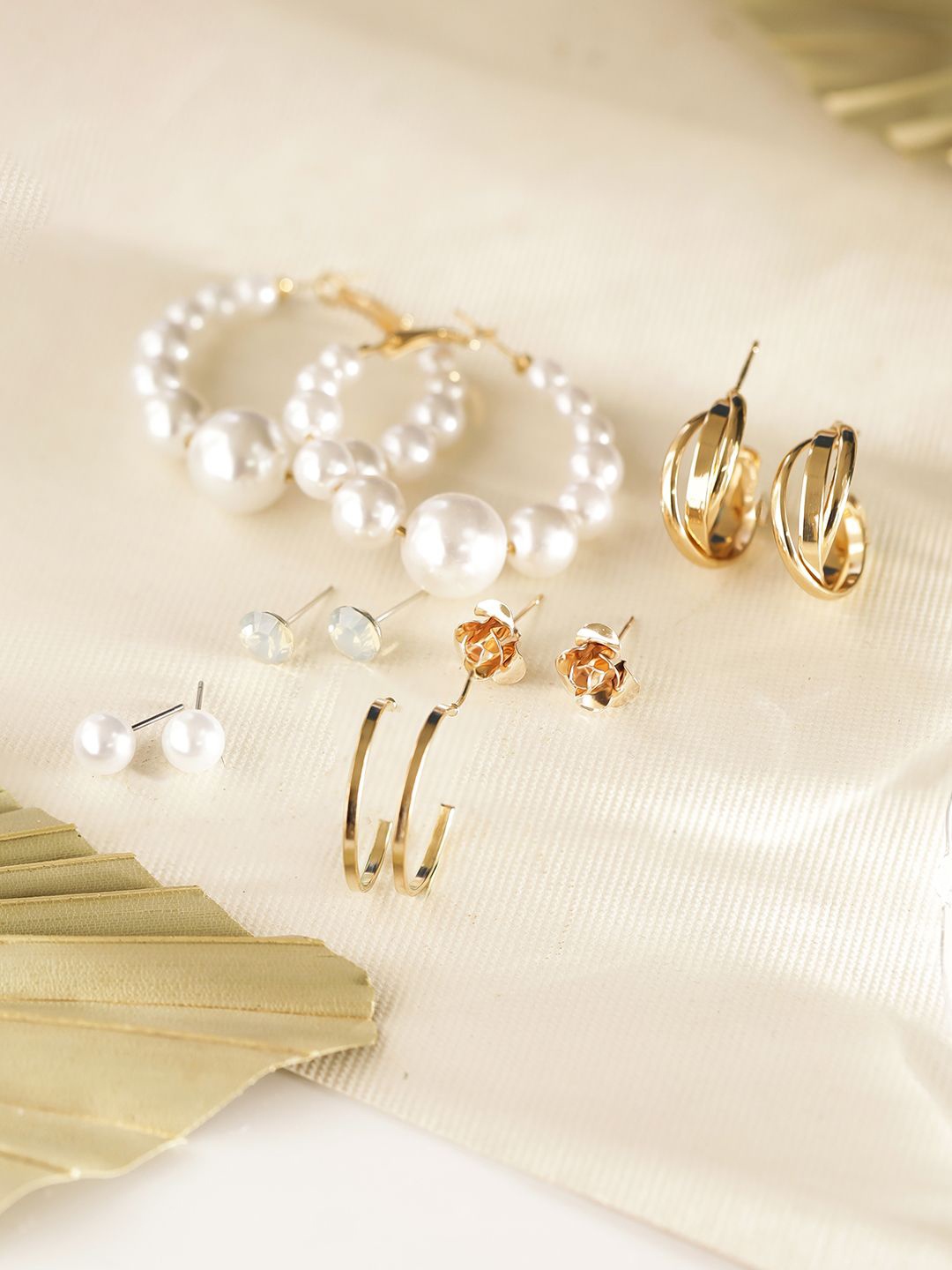 

Priyaasi Set Of 6 Gold Plated Contemporary Hoop Earrings