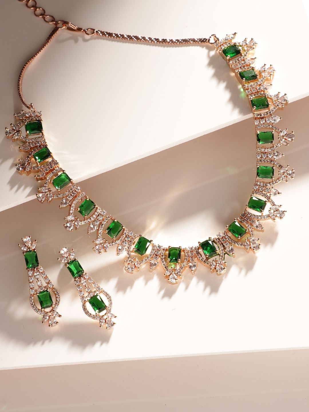 

Priyaasi Rose Gold-Plated American Diamond -Studded Jewellery Set