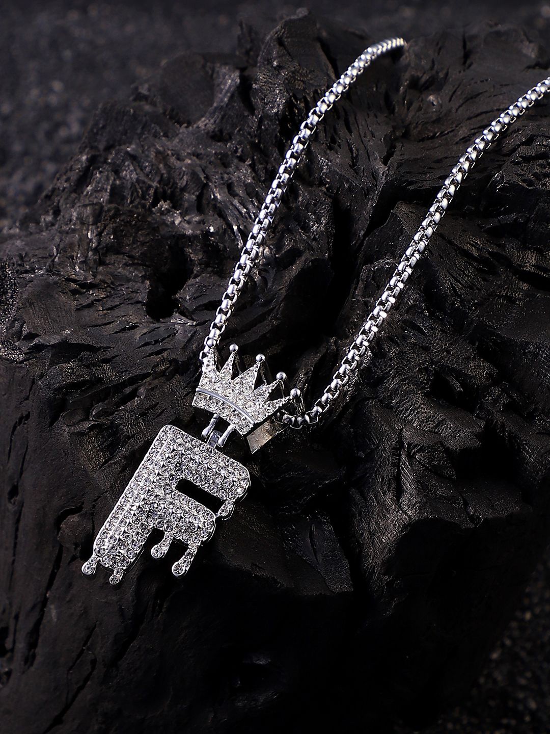 

French Accent Men Silver-Plated Contemporary Pendant With Chain