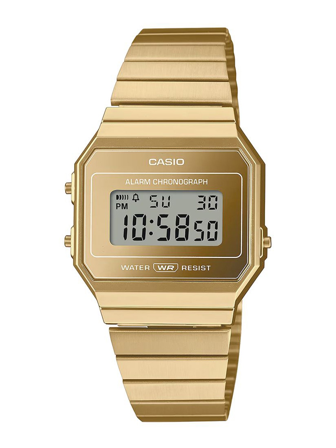 

CASIO Unisex Dial & Stainless Steel Cuff Straps Digital Chronograph Watch D347, Gold