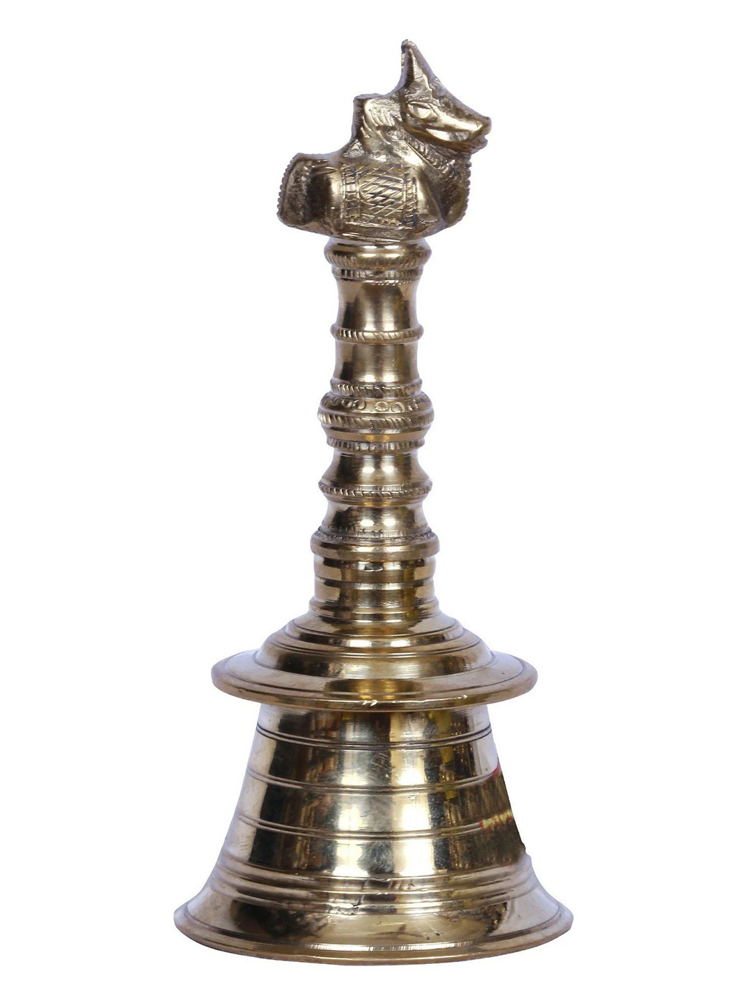 

Exotic India Brass Nandi Handheld Bell, Gold