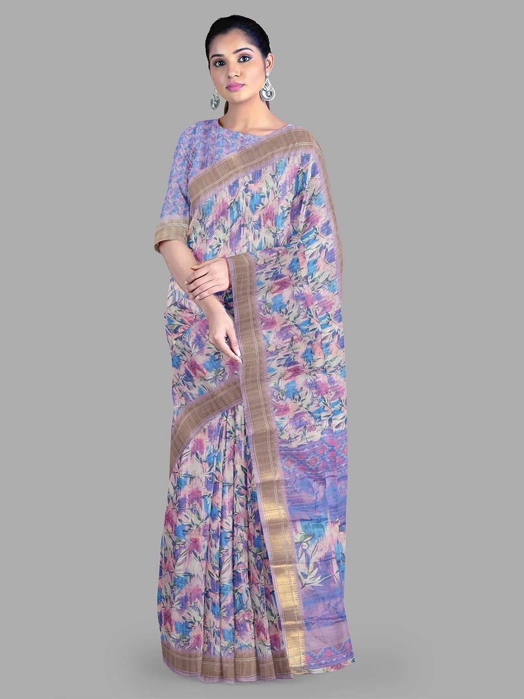 

The Chennai Silks Floral Banarasi Saree, Lavender