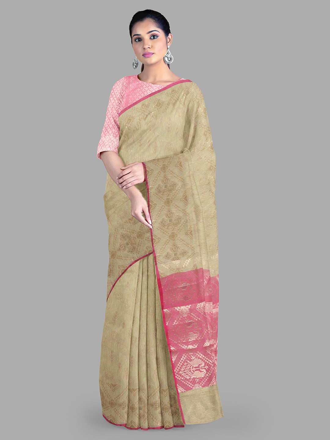 

The Chennai Silks Woven Design Zari Chanderi Saree, Green