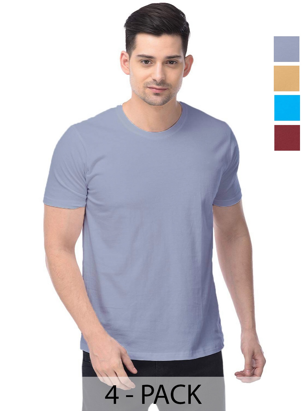 

COLOR CAPITAL Unisex Pack Of 4 Cotton T-Shirts, Grey