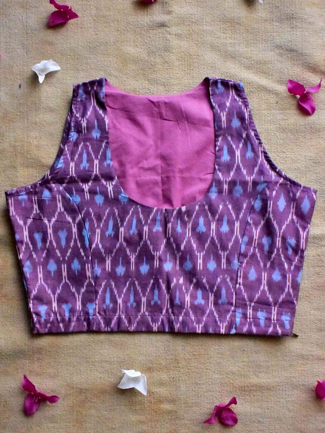 

Sundarii Printed Cotton Saree Blouse, Purple