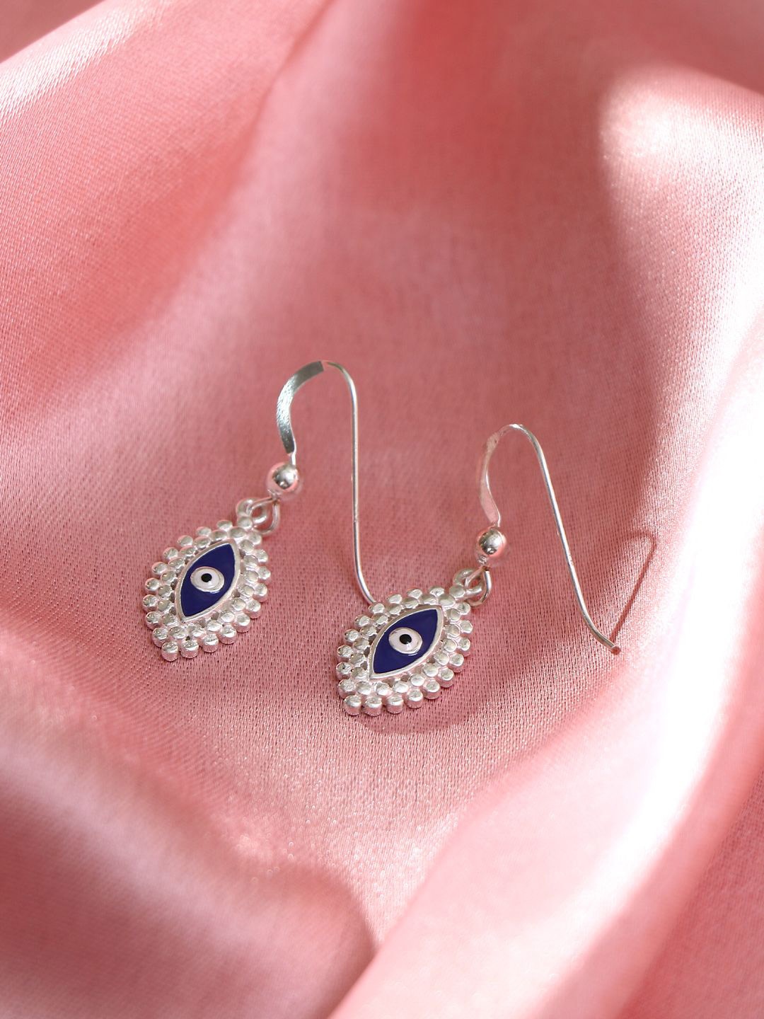 

925 By Adwitiya 92.5 Sterling Silver Plated Evil Eye Drop Earrings