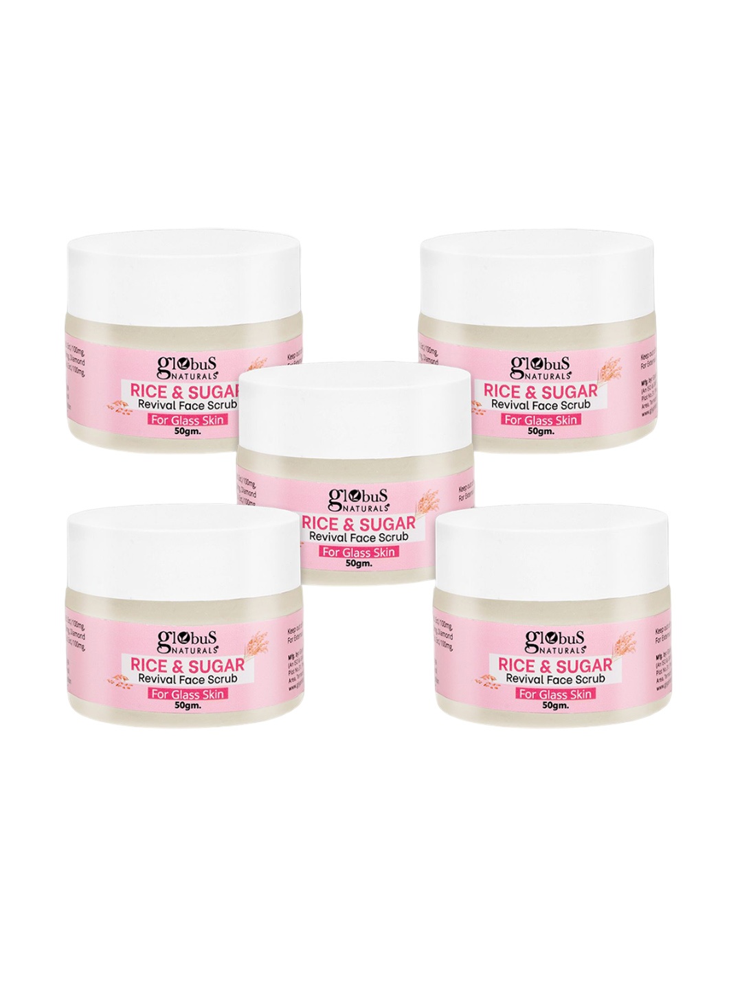 

Globus naturals Set Of 5 Rice & Sugar Revival Face Scrub-50g Each, Na