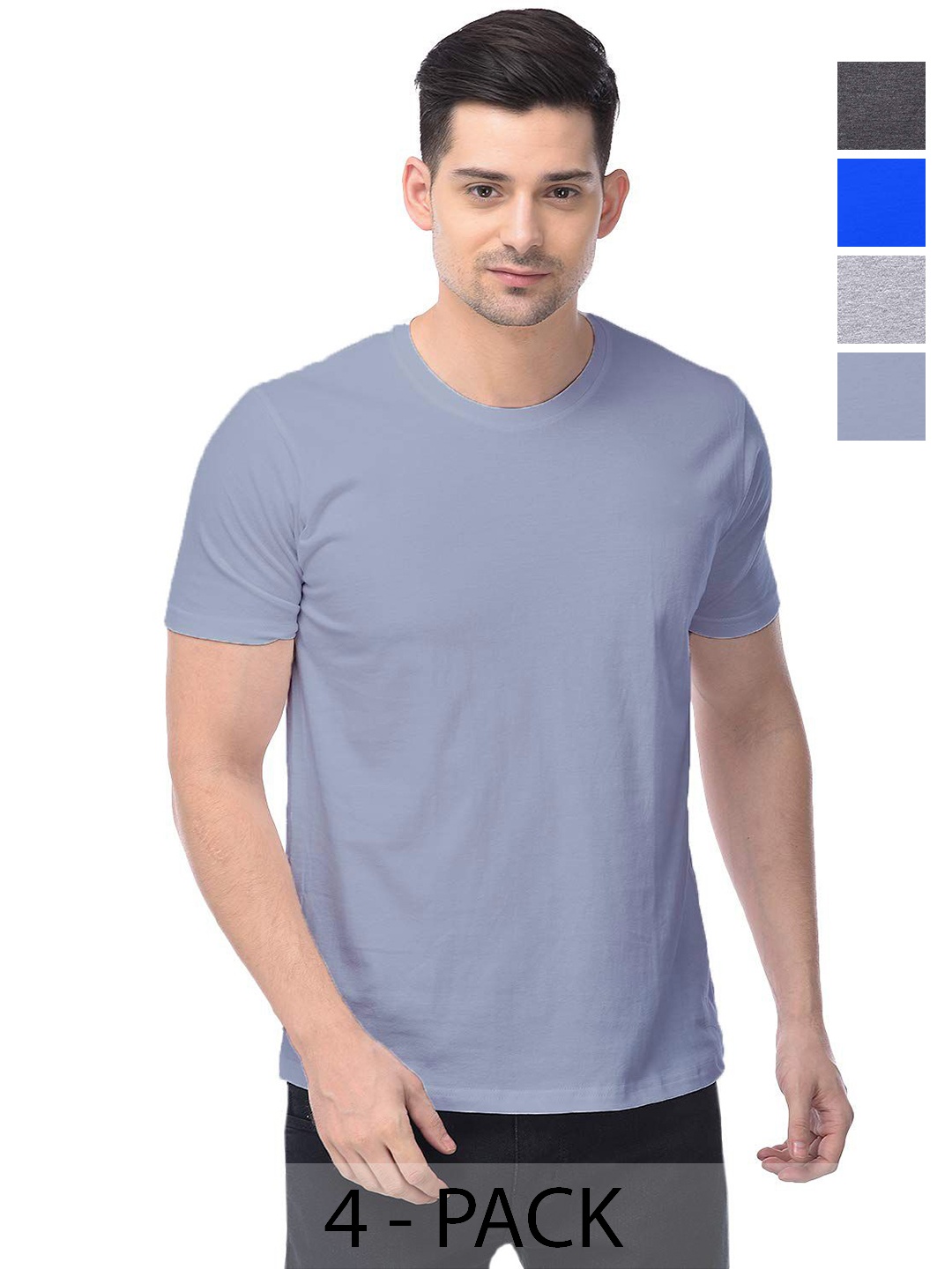 

COLOR CAPITAL Unisex Pack Of 4 Cotton T-Shirts, Na
