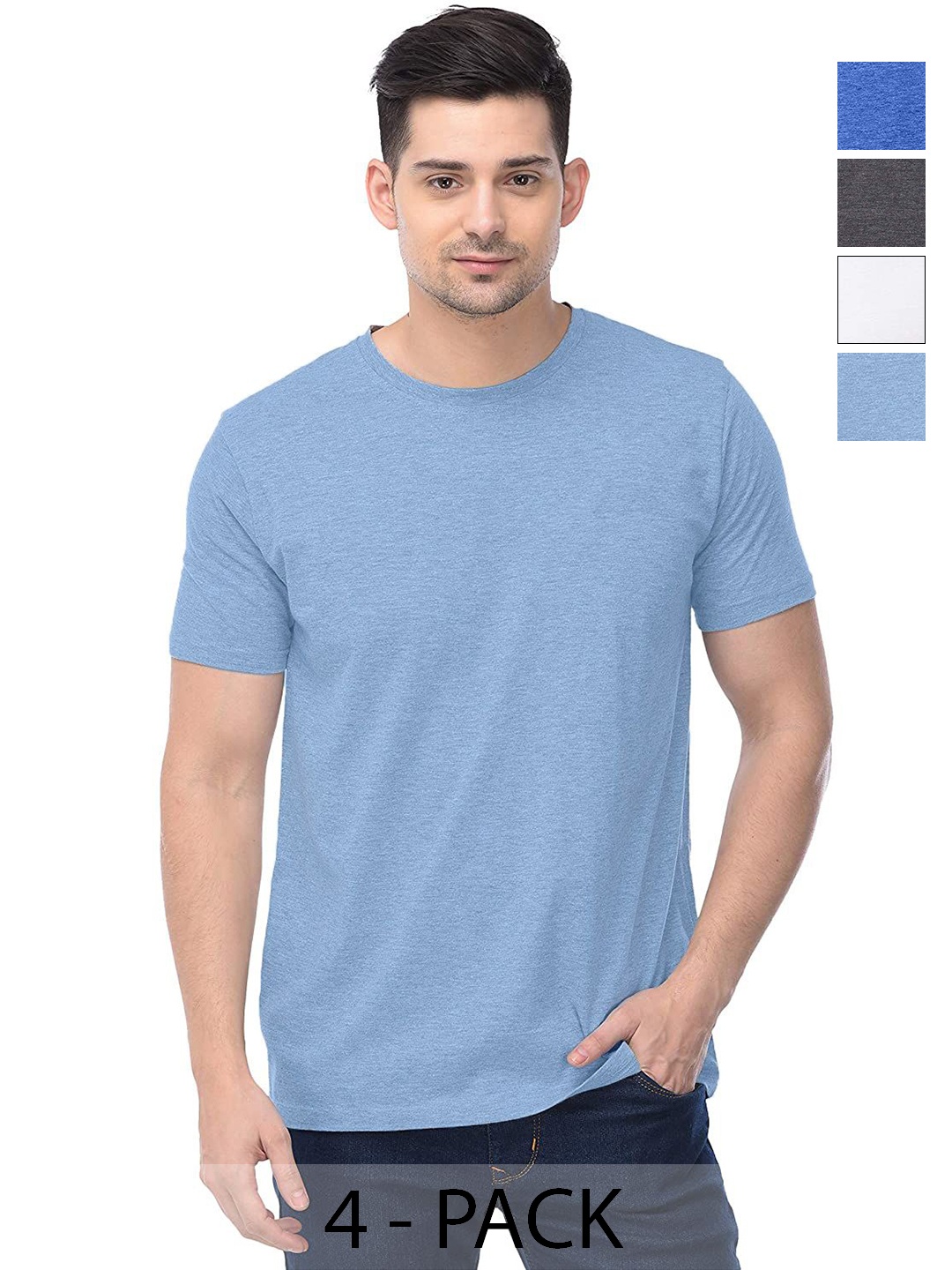 

COLOR CAPITAL Unisex Pack Of 4 Cotton T-Shirts, Na