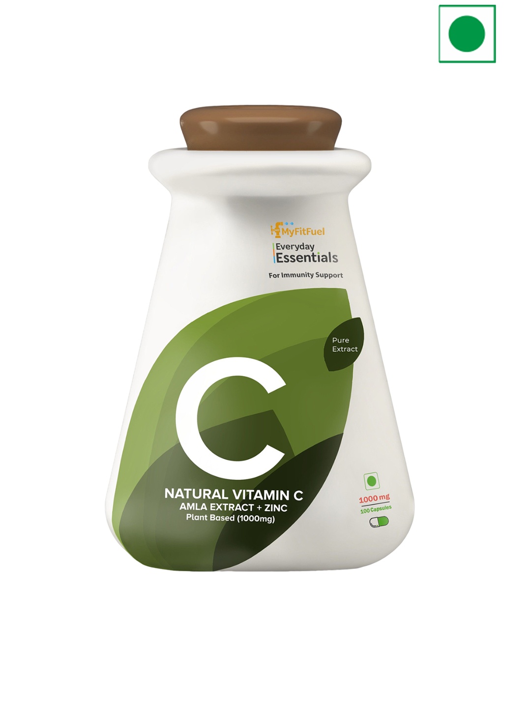 

MyFitFuel Natural Vitamin C Amla Extract + Zinc Plant Based 1000mg-100 Capsules, Cream