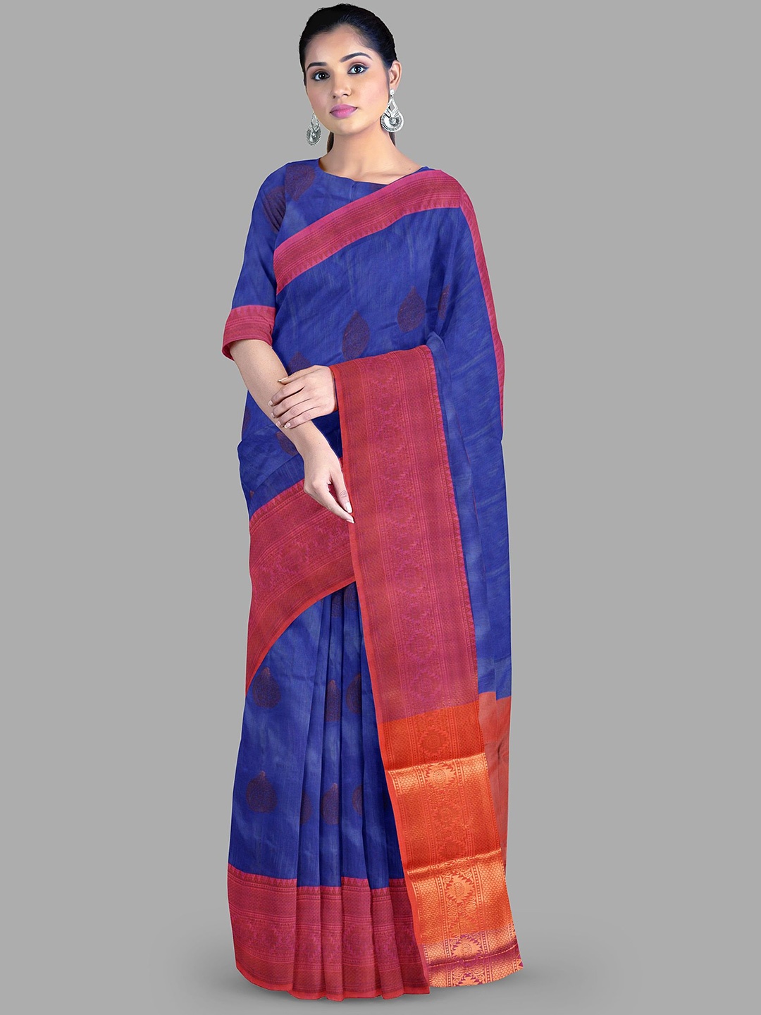 

The Chennai Silks Women Ethnic Motifs Bhagalpuri Saree, Navy blue