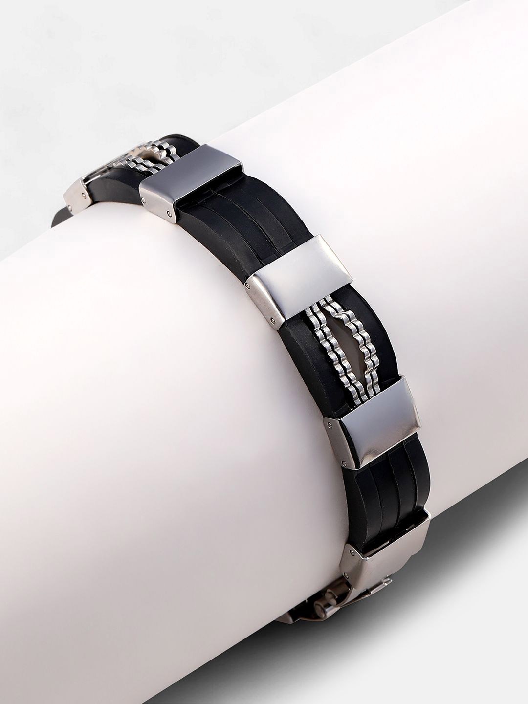 

French Accent Men Silver Plated Wraparound Bracelet