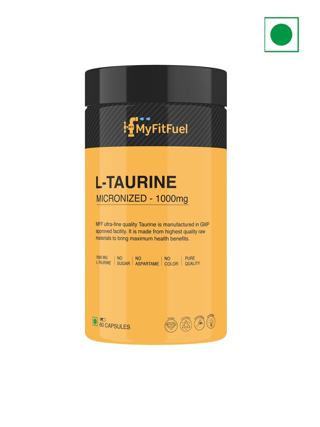 

MyFitFuel L-Taurine 1000mg-60 Capsules, Yellow