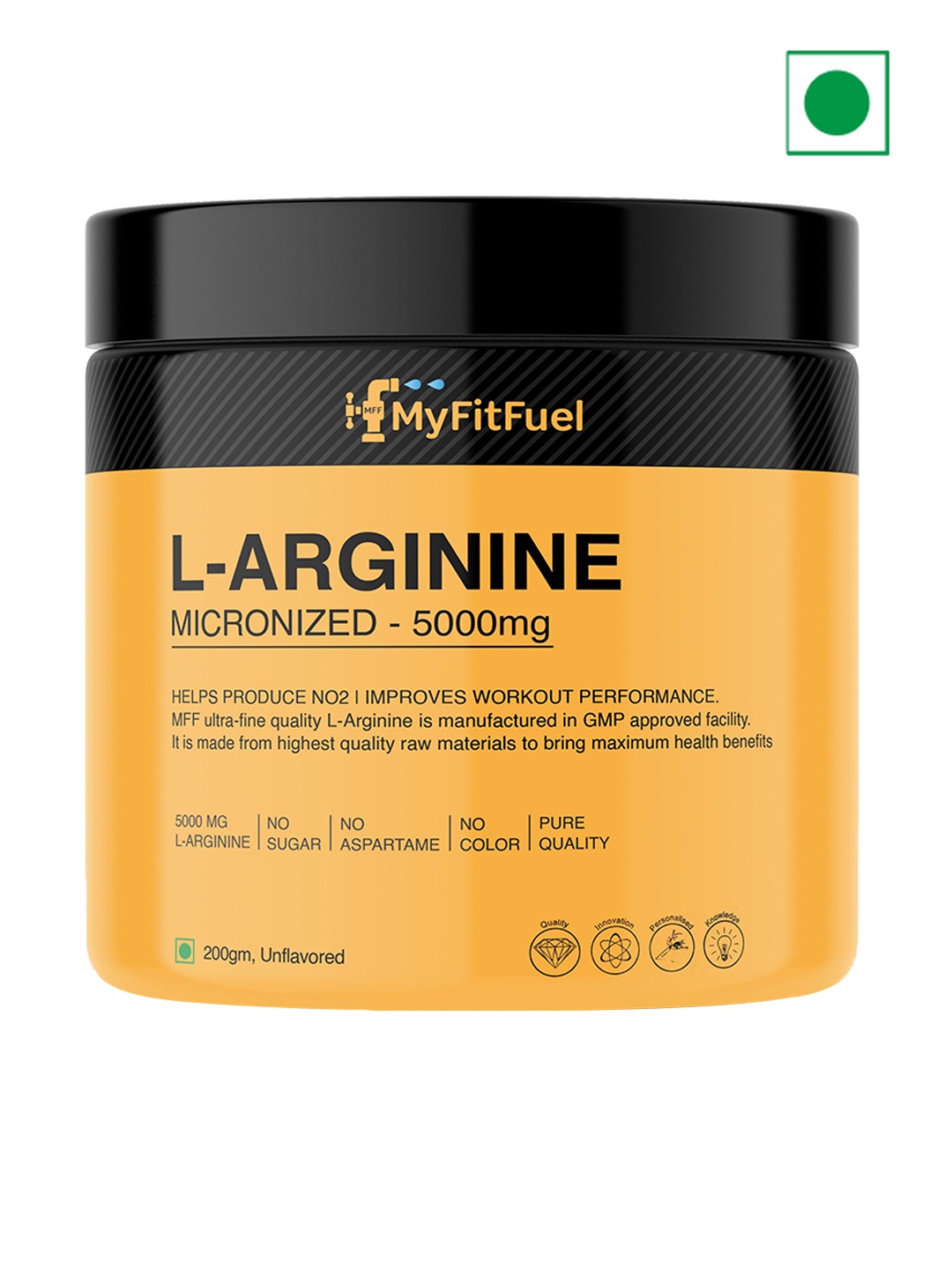 

MyFitFuel L-Arginine Powder - Unflavored - 200g, Yellow