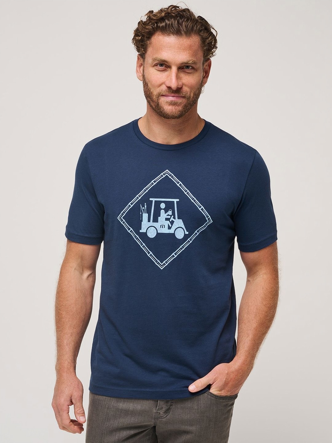 

TRAVIS MATHEW Men Graphic Printed Round Neck Cotton T-shirt, Navy blue
