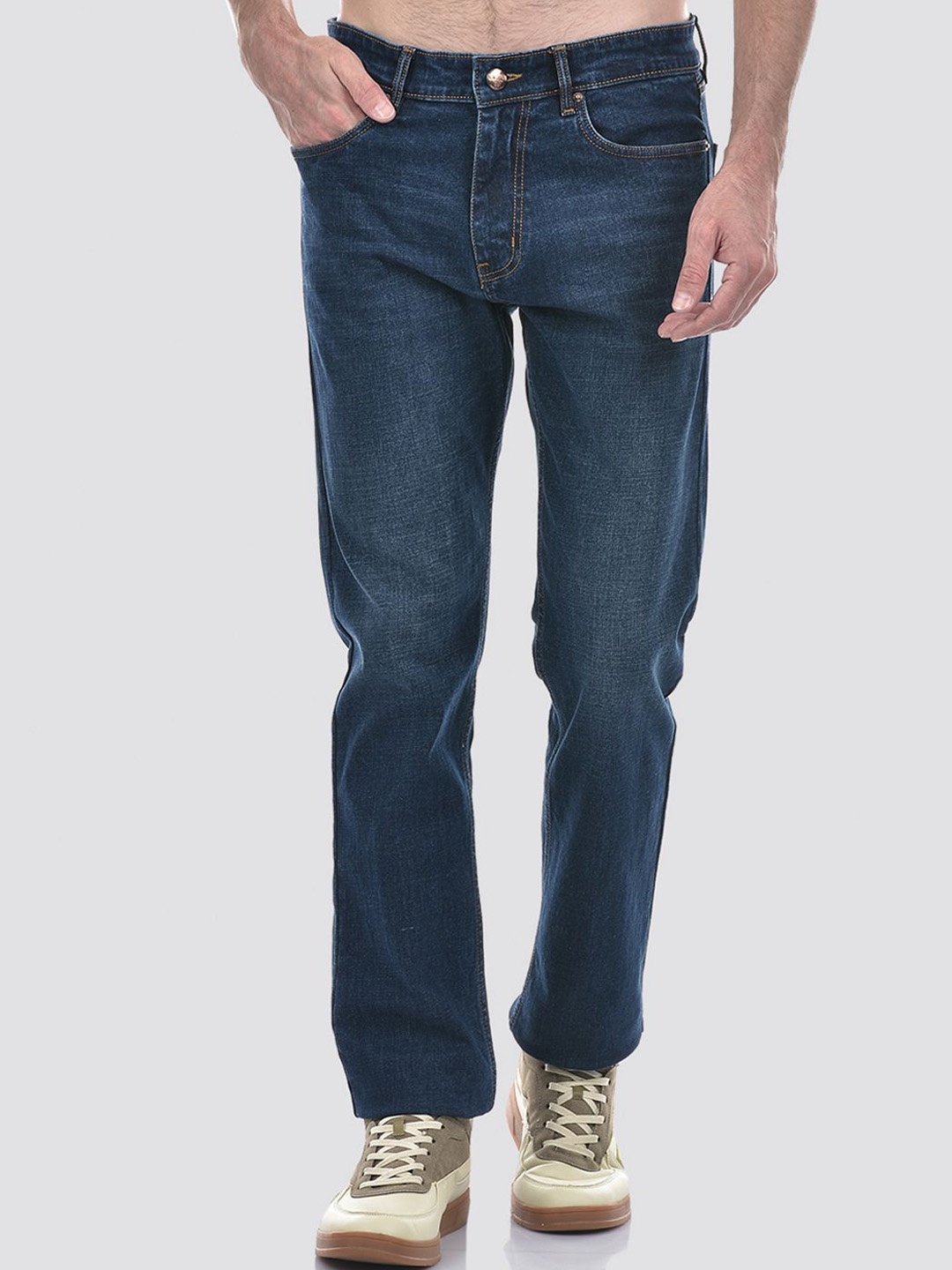 

Numero Uno Men Tapered Fit Light Fade Stretchable Jeans, Navy blue