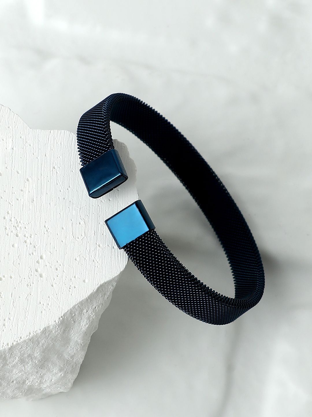 

French Accent Men Brass-Plated The Mesh Cuff Bracelet, Blue