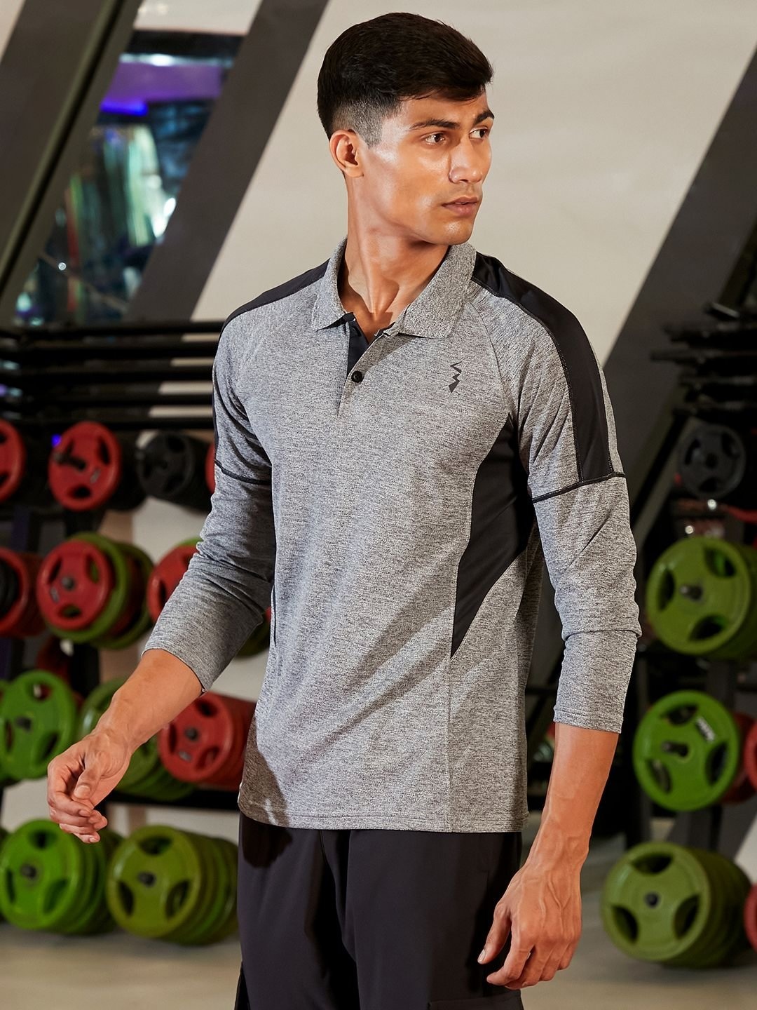 

CS LIFE Men Colourblocked Polo Collar T-Shirt, Grey