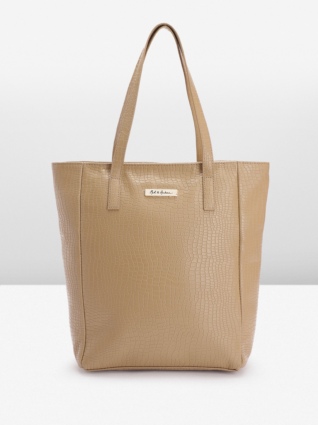 

Mast & Harbour Croc Textured Structured Shoulder Bag, Beige