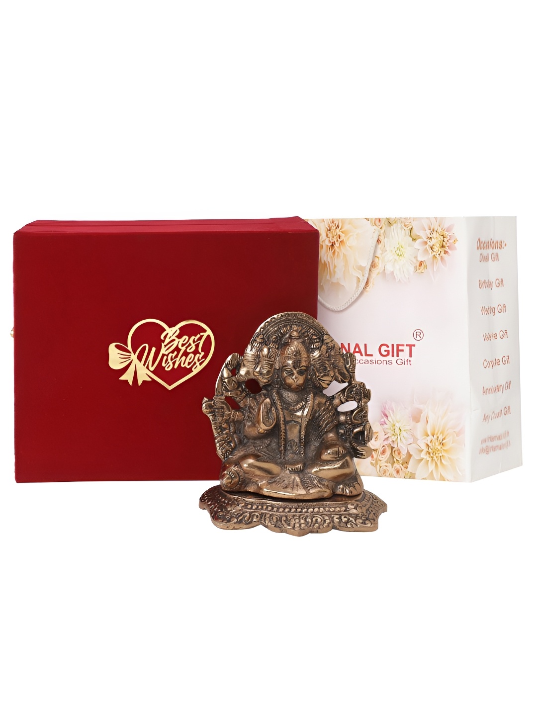 

INTERNATIONAL GIFT CopperToned Panchmukhi Hanuman Showpiece With Velvet Box, Copper