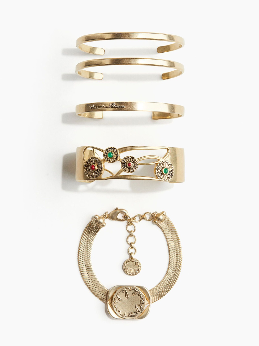 

H&M 5 Pcs Bangle & Bracelet set, Gold