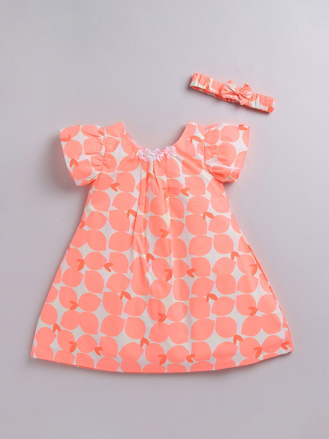 

SNUGGLY MONKEY Printed A-Line Dress, Orange