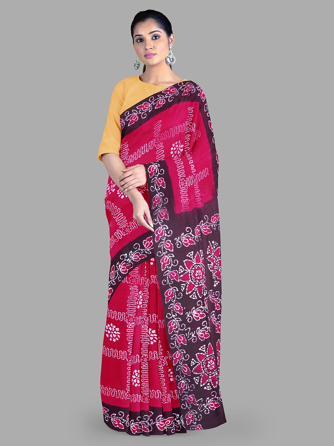 

The Chennai Silks Floral Pure Cotton Sungudi Saree, Pink