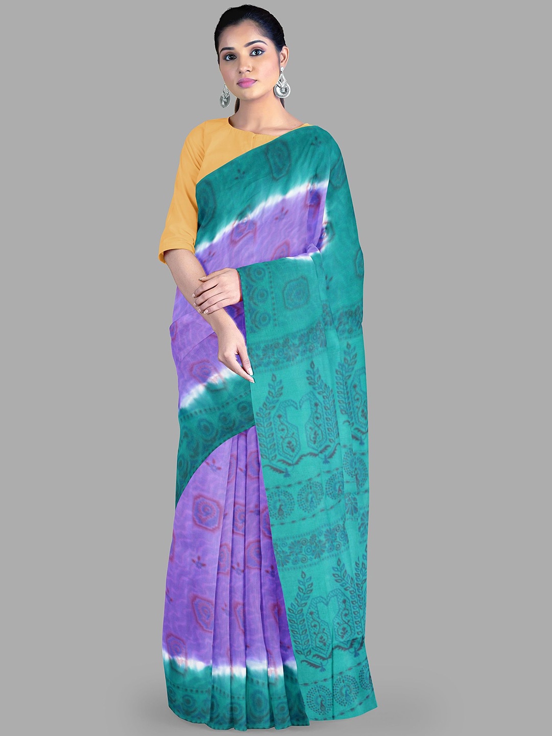 

The Chennai Silks Ethnic Motifs Pure Cotton madurai Sungudi Saree, Lavender