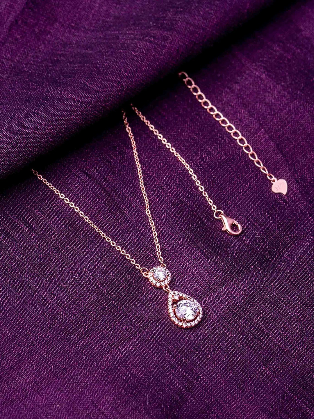 

STERLYN Rose Gold-Plated Teardrop Shaped Pendants with Chains