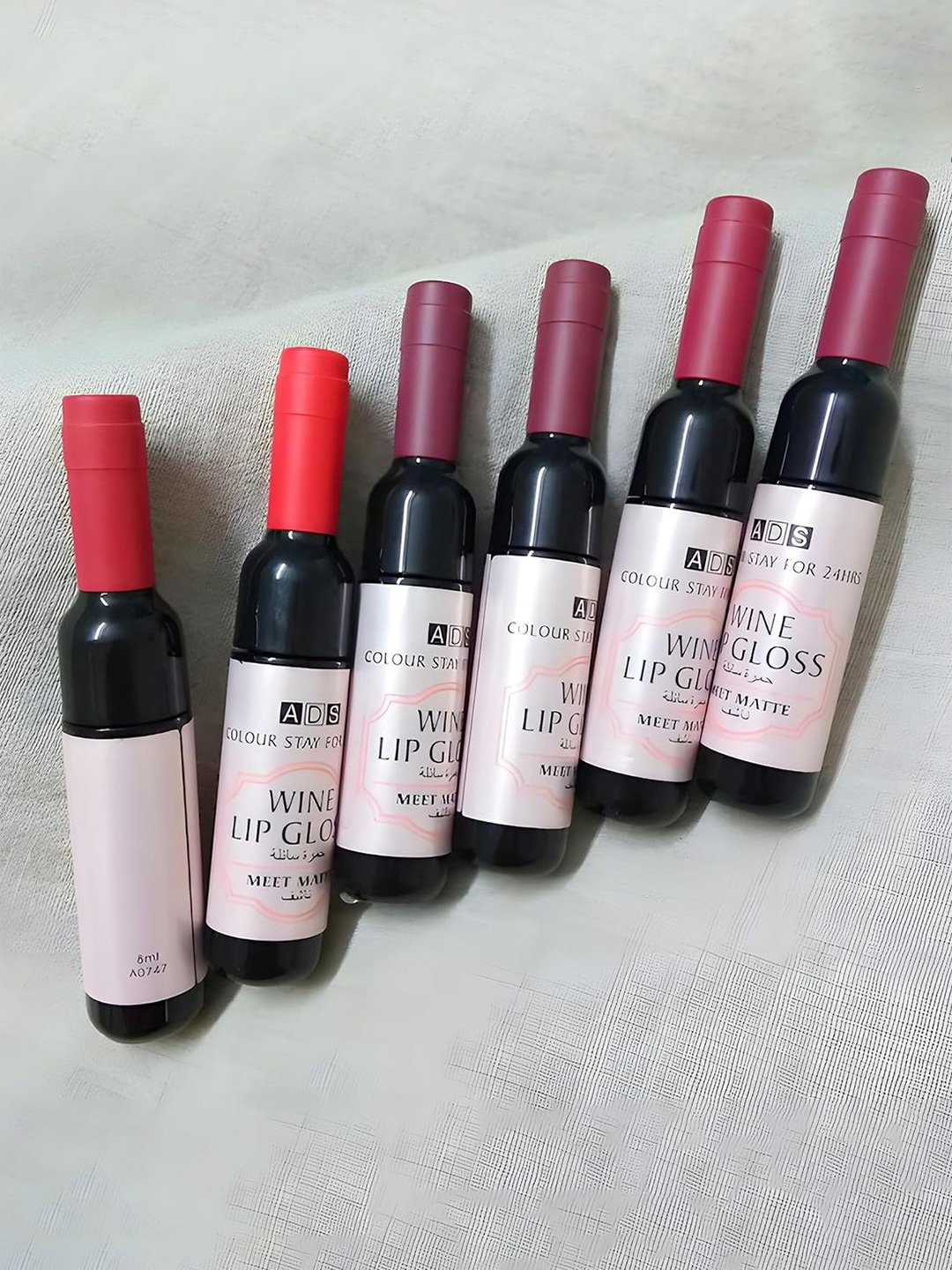 

A.D.S Set of 6 Wine Lip Tint Long-Lasting Lipsticks 8 ml each - Shade B, Red