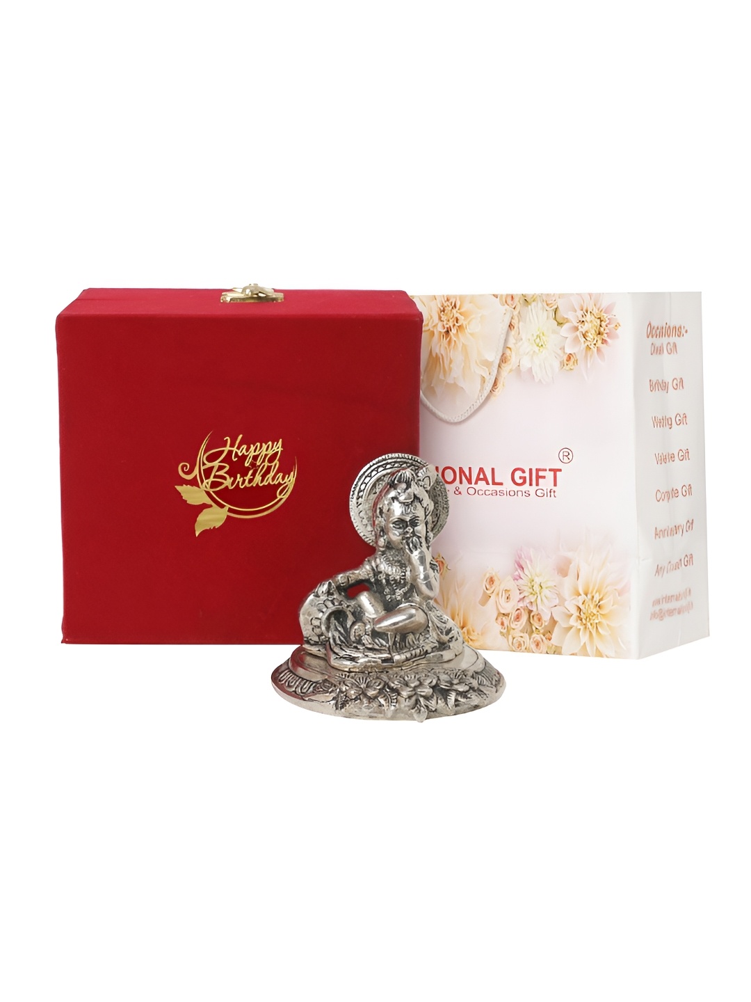 

INTERNATIONAL GIFT Silver-toned Laddu Gopal Idol with Happy Birthday Tag & Velvet Box